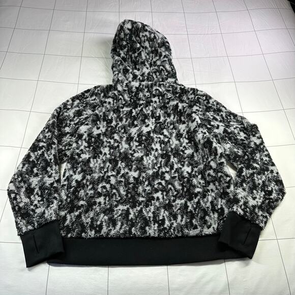 Athleta Sweatshirt Womens Large Black Tugga Sherpa Jacquard Hoodie Fleece Active - Picture 3 of 8
